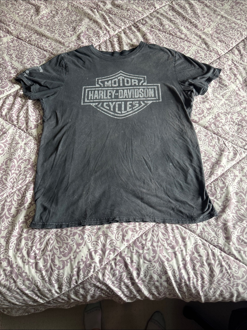 Harley-Davidson Black Crewneck Tee with Faded Shield Logo